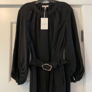 NWT Lafayette 148 Black Ellis Jumpsuit with belt - Size 8